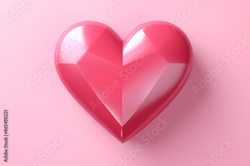 pink valentine heart 3d glass