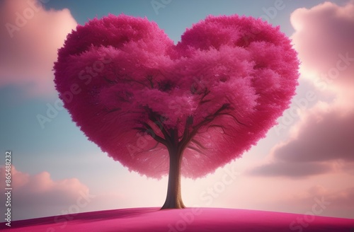 Pink heart shaped tree