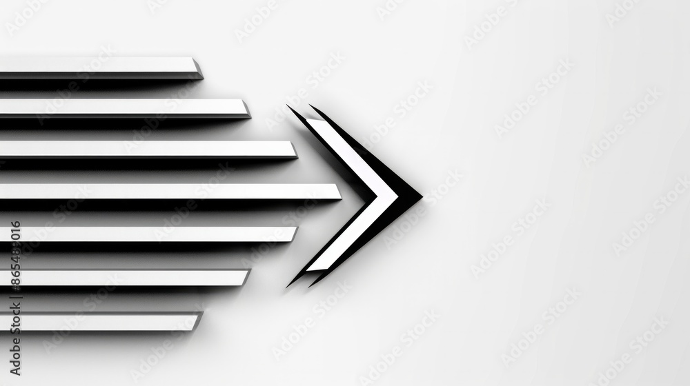 Sleek, modern arrow design pointing right, featuring layered geometric lines in black and white Sleek, modern arrow design pointing right, featuring layered geometric lines in black and white