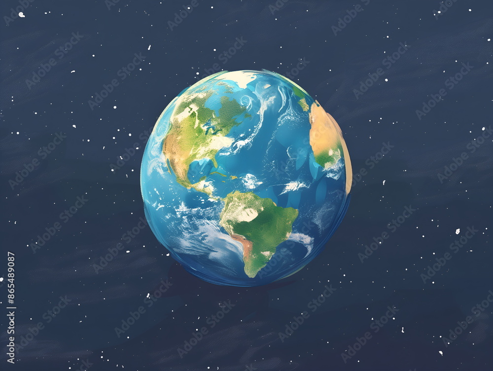 Obraz premium Planet Earth illustration in space. Sustainable science concept composition.