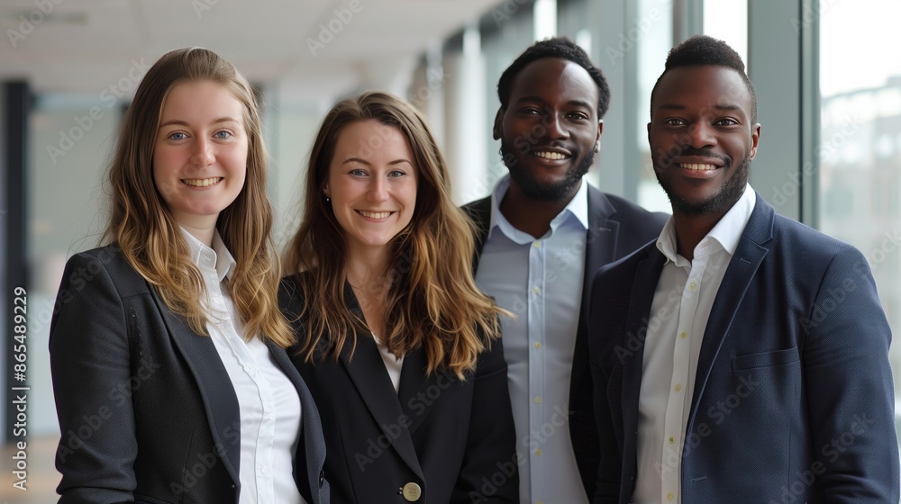 Smiling Diverse Young Professional Business Team in Office Smiling Diverse Young Professional Business Team in Office