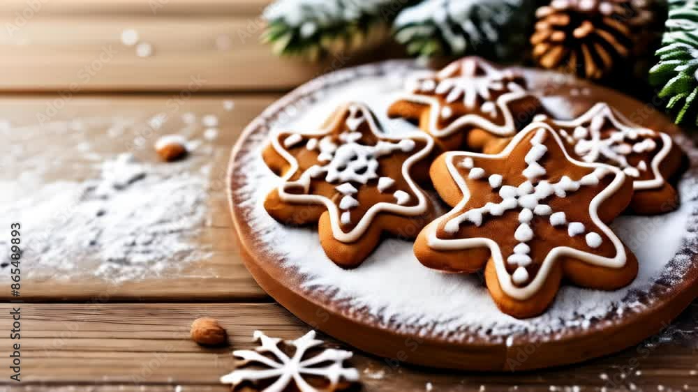 Sweet Christmas Starshaped cookies on a wooden board Sweet Christmas Starshaped cookies on a wooden board
