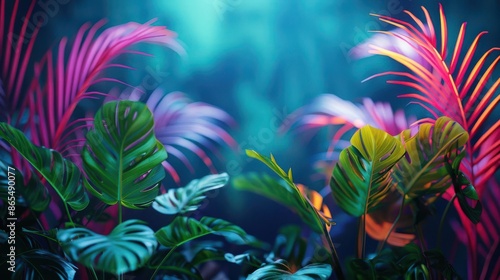 Wallpaper Mural Indoor tropical plants with large palm leaves creating a mini jungle Torontodigital.ca