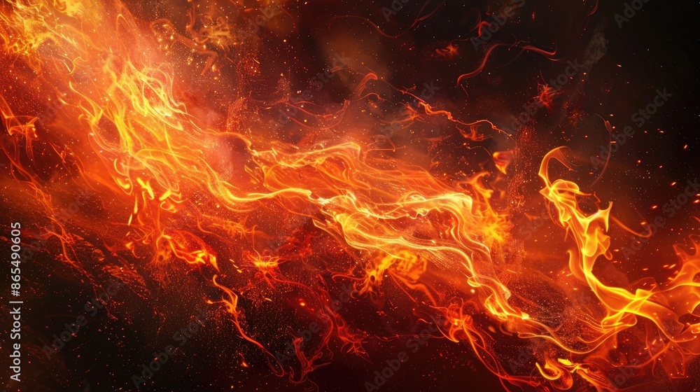 Fire flames night sky. Generative AI Fire flames night sky. Generative AI