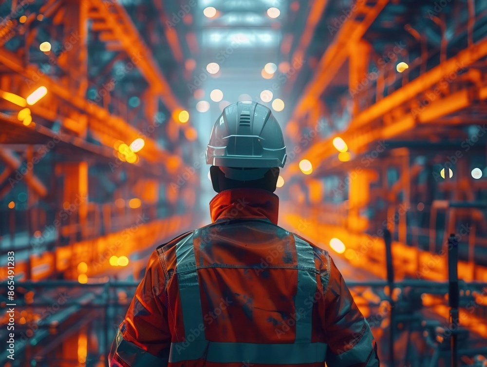 Person in a hard hat giving instructions to a team, amidst a framework of steel beams, vibrant construction activity, medium shot Person in a hard hat giving instructions to a team, amidst a framework of steel beams, vibrant construction activity, medium shot