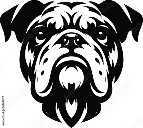 A Bulldog vector, silhouette. A Bulldog face vector, silhouette 