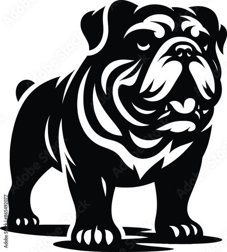 A Bulldog vector, silhouette. A Bulldog face vector, silhouette 