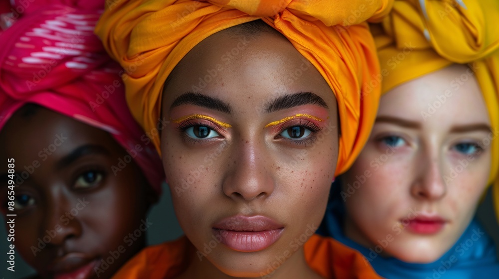 close up portrait of female models with fashion makeup close up portrait of female models with fashion makeup