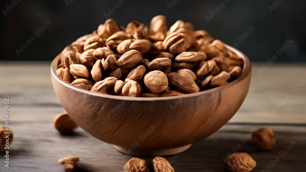 Nutty Delight A bowl of almonds on a rustic table Nutty Delight A bowl of almonds on a rustic table
