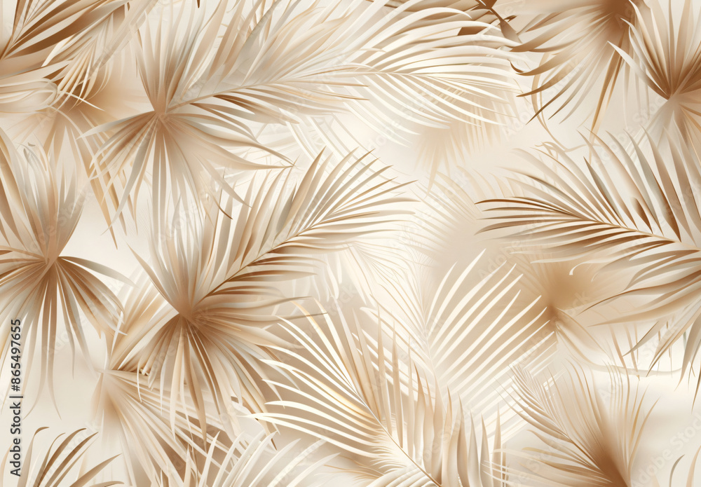A seamless pattern of beige palm leaves with a neutral background, showcasing the natural beauty and elegance in an elegant and sophisticated design. A seamless pattern of beige palm leaves with a neutral background, showcasing the natural beauty and elegance in an elegant and sophisticated design.