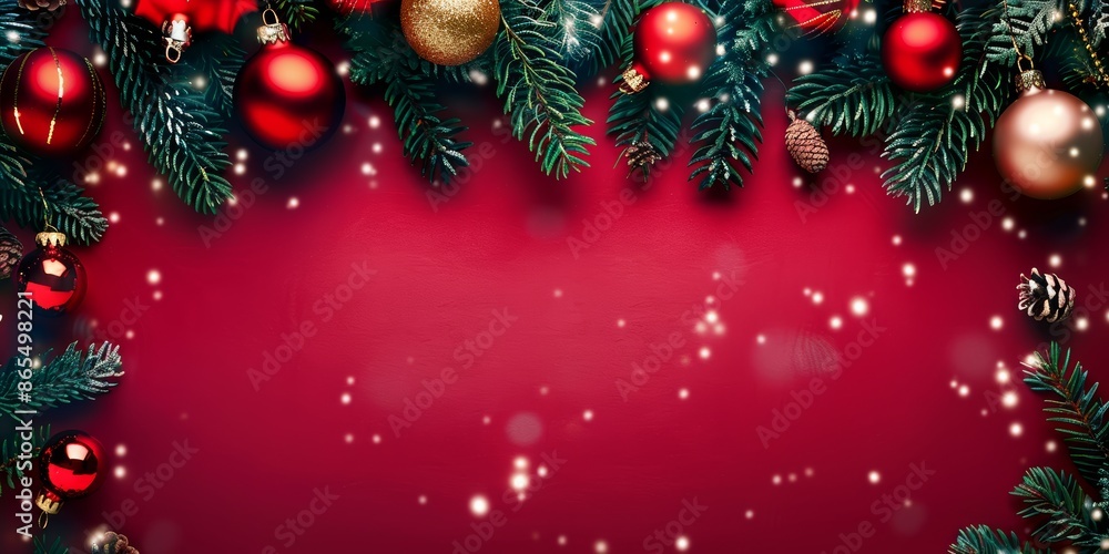 Fototapeta premium Merry Christmas and happy New Year background copy space