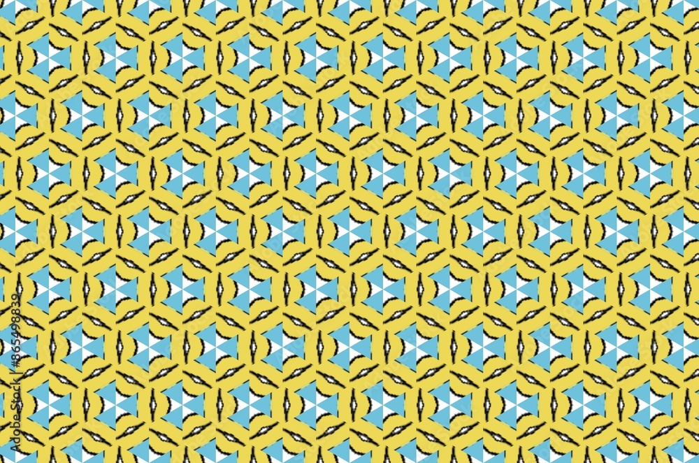 A pattern of triangles and squares in yellow and blue A pattern of triangles and squares in yellow and blue