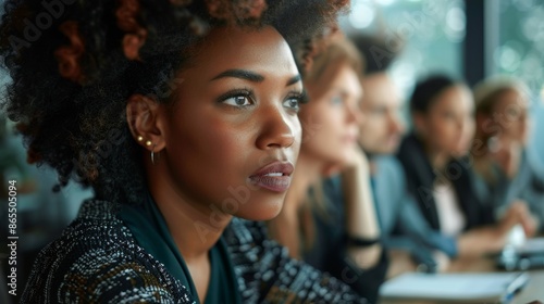 Focused Woman in a Meeting