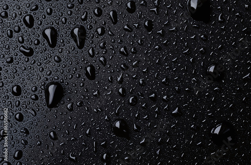Water drops on a black metal background