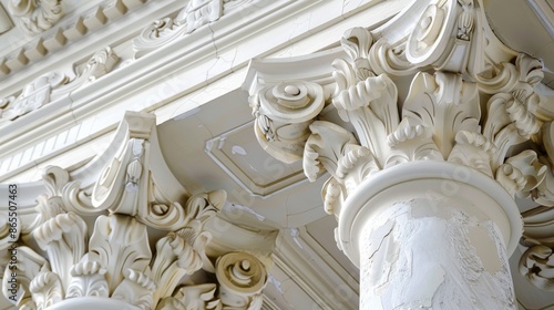 Ornate Architectural Detail on a White Column