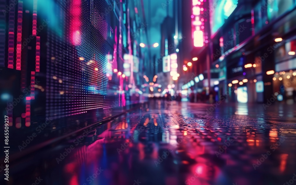 Vibrant cityscape at night with neon lights reflecting off wet pavement, creating a futuristic and dynamic urban scene. Vibrant cityscape at night with neon lights reflecting off wet pavement, creating a futuristic and dynamic urban scene.