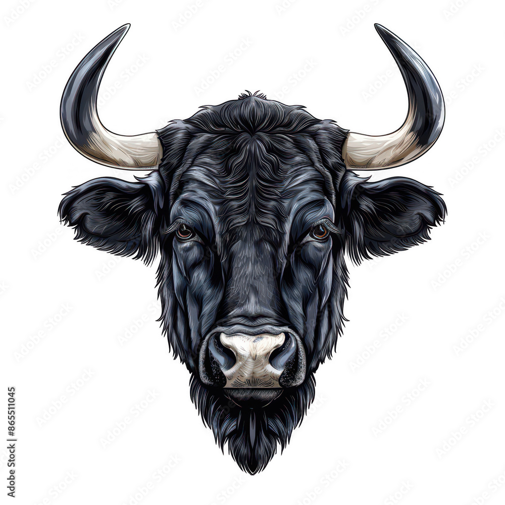 Realistic illustration of a buffalo head. Detailed art capturing the essence and strength of the animal, perfect for nature and wildlife themes. Realistic illustration of a buffalo head. Detailed art capturing the essence and strength of the animal, perfect for nature and wildlife themes.