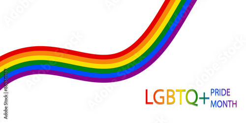Obraz na płótnie Vector banner with LGBTQ flag for Social media posts, stories, websites. LGBT rainbow symbol poster template. Sticker for the celebration of pride month. Pride Day. Vector illustration. w salonie