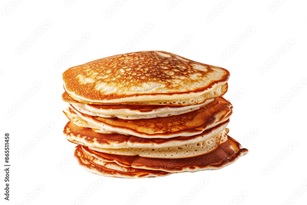 Stack of golden brown pancakes isolated on white background, perfect for breakfast-themed images and culinary presentations. Stack of golden brown pancakes isolated on white background, perfect for breakfast-themed images and culinary presentations.
