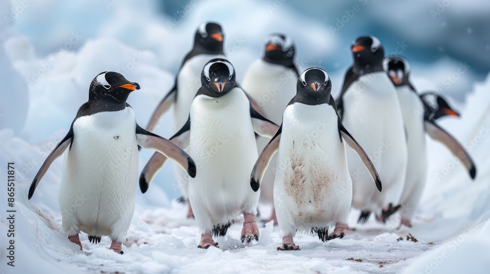 Obraz premium Flock of penguins in Antarctica