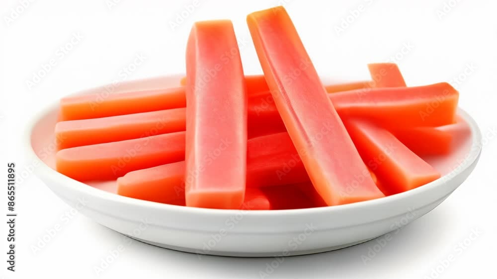 Freshly cut juicy watermelon sticks in a bowl Freshly cut juicy watermelon sticks in a bowl