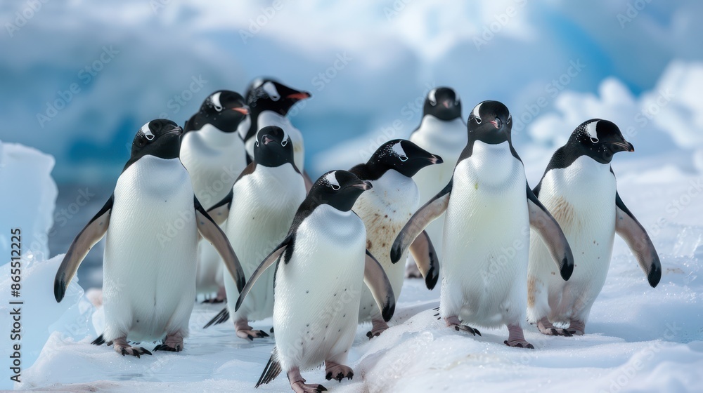 Fototapeta premium Flock of penguins in Antarctica