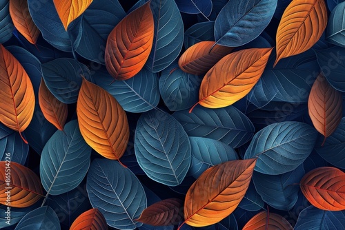 Wallpaper Mural Orange and Blue Autumn Leaves Torontodigital.ca