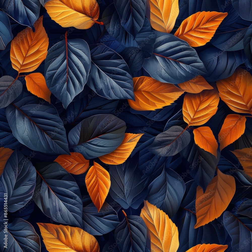 Orange and Blue Leaf Pattern Orange and Blue Leaf Pattern