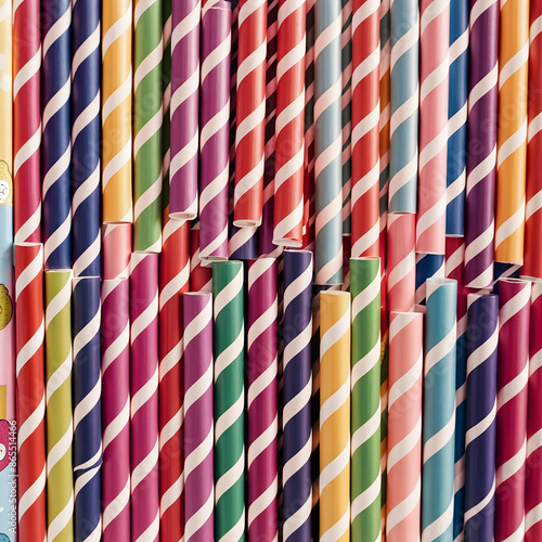 A bunch of colorful paper straws sitting on top of each other