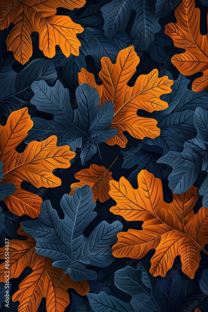 Orange and Blue Leaf Pattern Orange and Blue Leaf Pattern