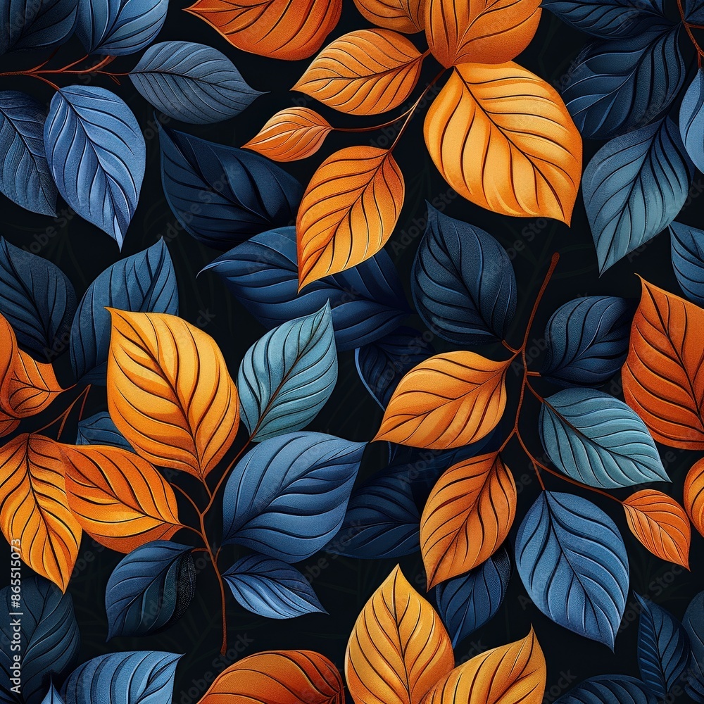 Orange and Blue Leaf Pattern Orange and Blue Leaf Pattern