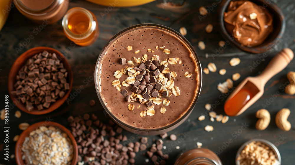 Natural protein shake for athletes, diet to gain muscle mass, natural supplement. Oatmeal, milk, chocolate, banana, peanut butter and protein. Natural protein shake for athletes, diet to gain muscle mass, natural supplement. Oatmeal, milk, chocolate, banana, peanut butter and protein.