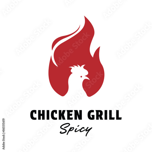 chicken grill spicy logo design concept idea