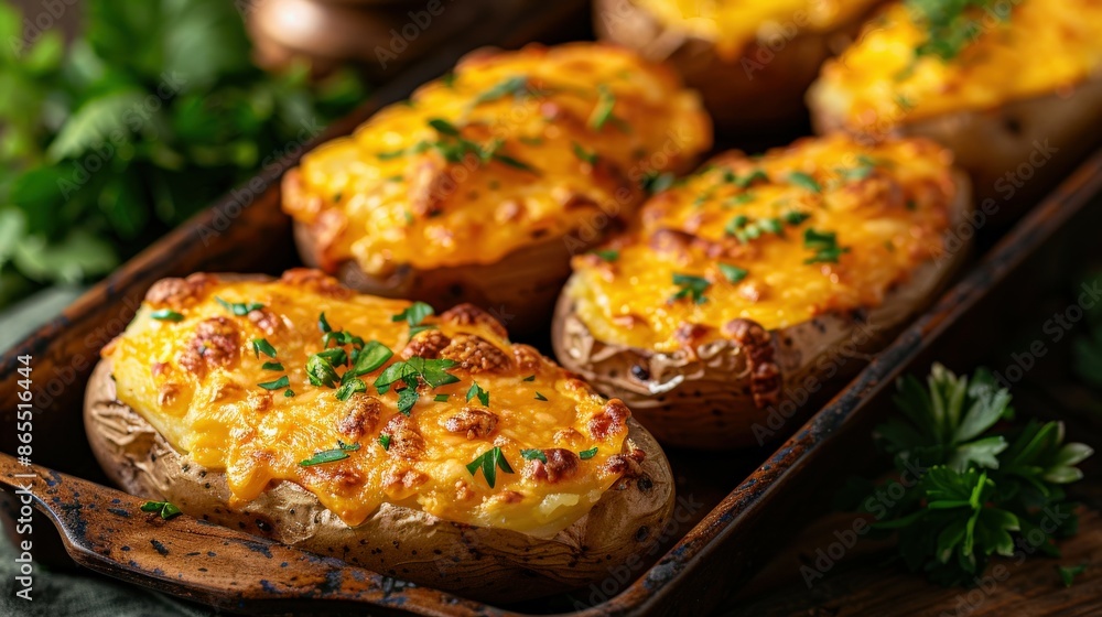 Fototapeta premium Baked Potatoes With Cheese