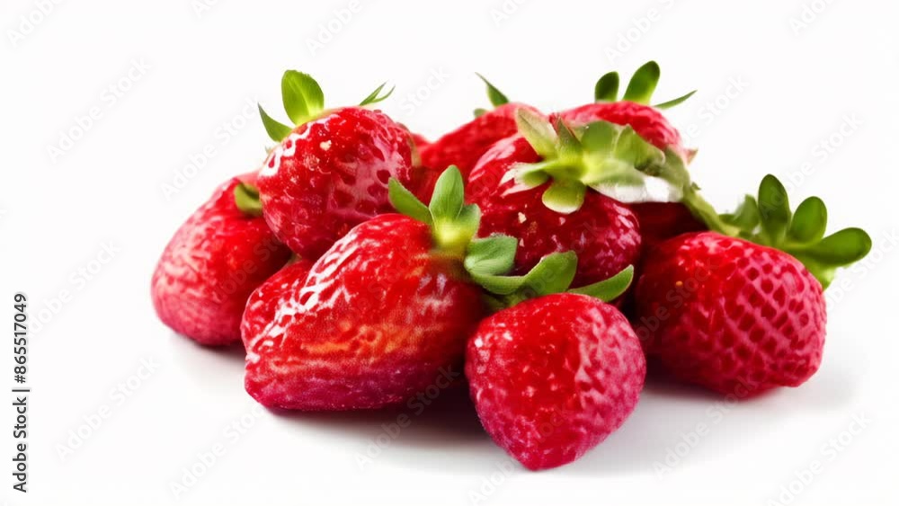 Fresh and juicy red strawberries with green leaves Fresh and juicy red strawberries with green leaves
