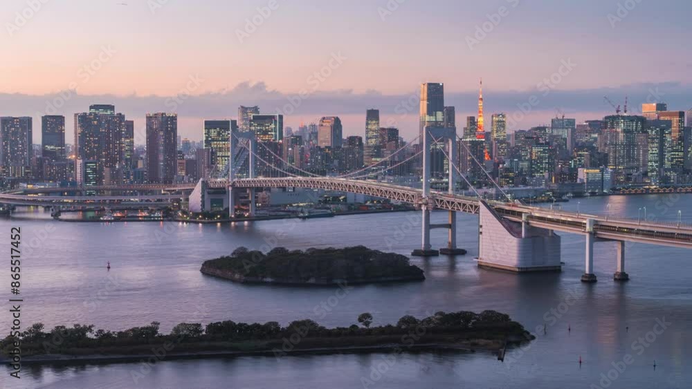 Dusk to night timelapse view of Tokyo cityscape in Tokyo, Japan, zoom in. Dusk to night timelapse view of Tokyo cityscape in Tokyo, Japan, zoom in.