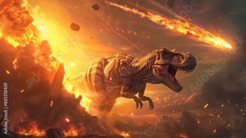 Fototapeta Naklejka Na Ścianę i Meble -  asteroid explosion extinct dinosaurs