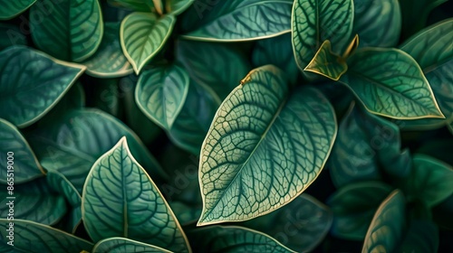 Green tropical plant close-up. 