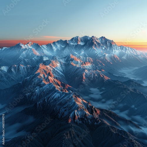 Snowcapped Peaks at Dawn
