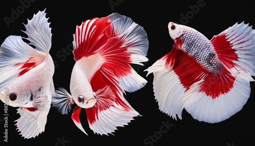 Sleek silhouette: white and red Betta Fish photo