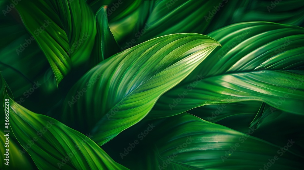 Green tropical plant close-up. Green tropical plant close-up.