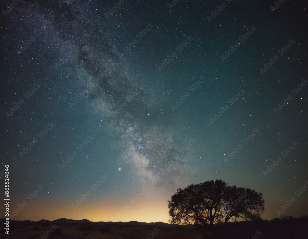 Un notte stellata, magnifica via lattea sopra un albero Un notte stellata, magnifica via lattea sopra un albero