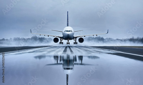 Large Airplane on the runway, Commercial aircraft, passenger plane, 