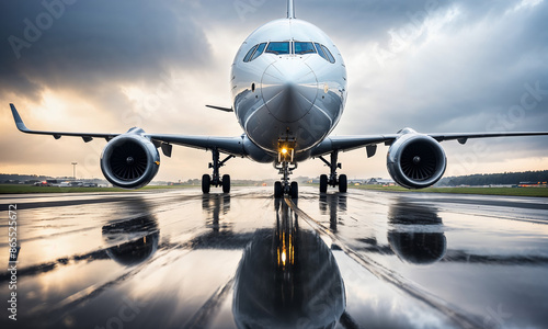 Large Airplane on the runway, Commercial aircraft, passenger plane, 