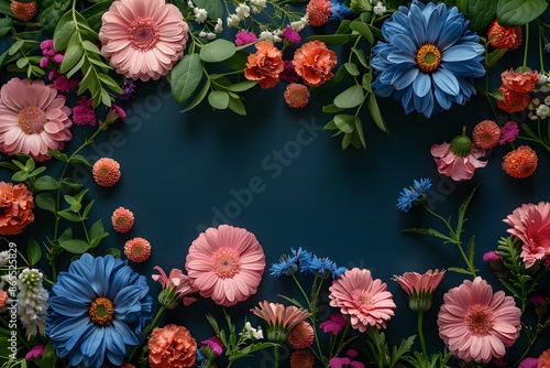 Wallpaper Mural Spring Floral Frame with Colorful Flowers and Greenery for Design Print Torontodigital.ca