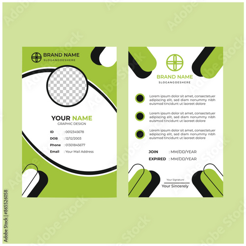 Id card template with flat design