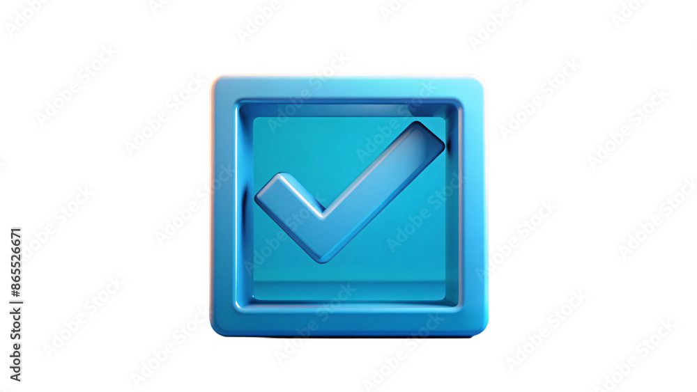 Modern 3D illustration of a blue checkmark symbol in a square shape, checkmark design grafic resource isolated transparent background Modern 3D illustration of a blue checkmark symbol in a square shape, checkmark design grafic resource isolated transparent background