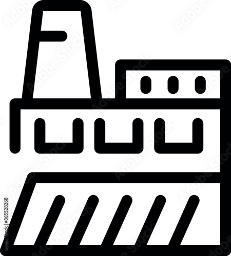 Outline icon of a hydroelectric power station building generating green energy