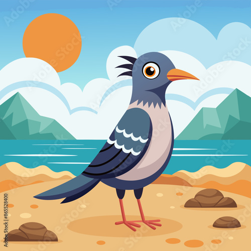 Crab Plover bird powerless stay bank vector illustration