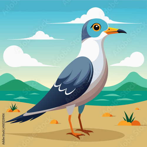 Crab Plover bird powerless stay bank vector illustration